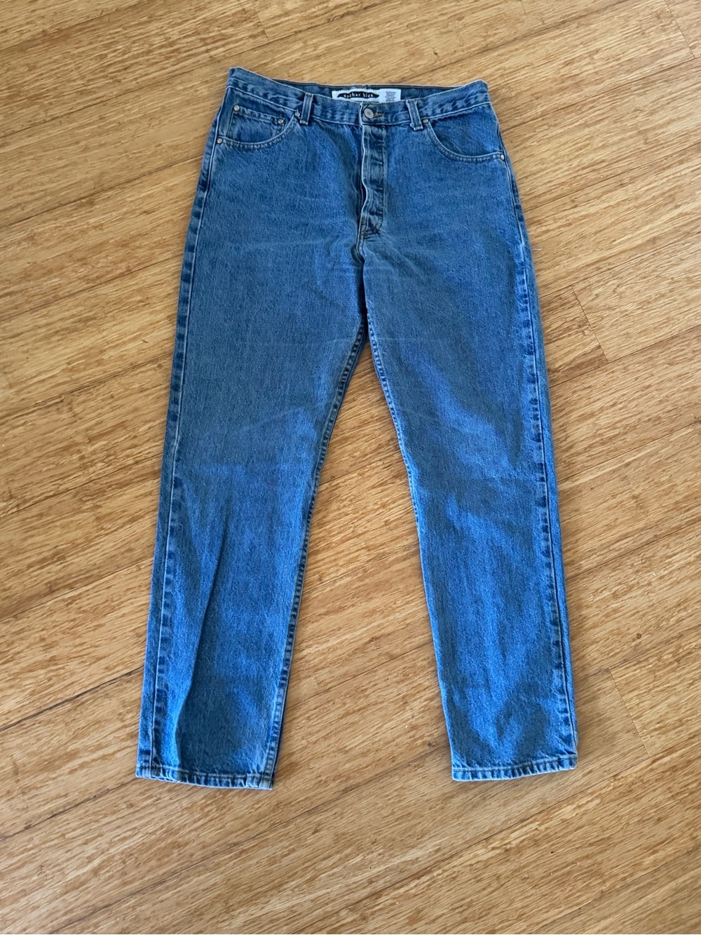 Vintage Anchor Blue medium wash straight leg denim jeans